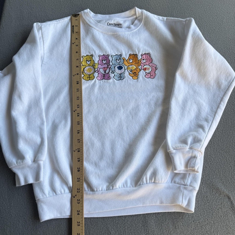 Care Bears Sweatshirt Kids Small 4-6 White Grumpy Bear Fleece Crew Neck - Picture 8 of 9